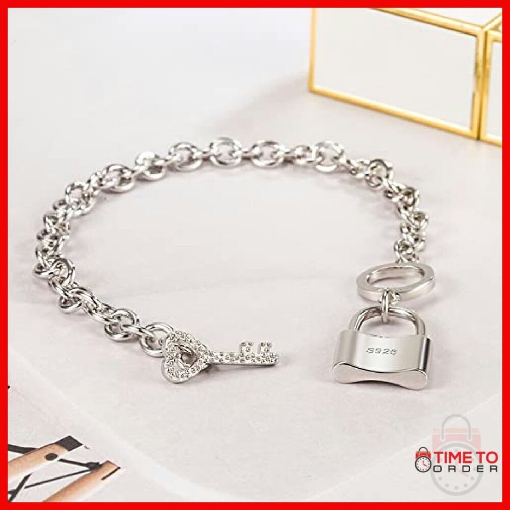 Sterling Silver Bracelet with CZ Pendant, Italian Handmade Chain, 6.3-8 Inch - Picture 6 of 8